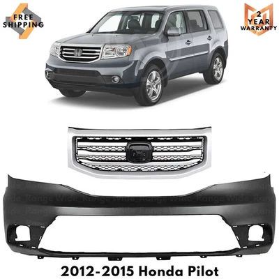 Cubierta de parachoques delantero fascia pintable y conjunto de rejilla para Honda Pilot 2012-2015 Foto 1 de 4
