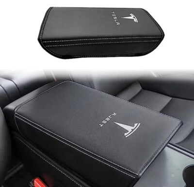 Tesla 3/Y Center Armrest Cover - Sewn Leather Padded Console Cover - New Foto 1 de 4