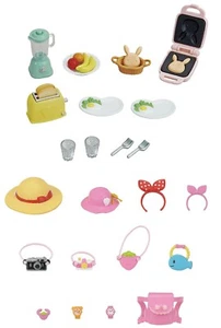 2 Sylvanian Families Sets - Breakfast and Outing Accessory Sets Sold Together - Picture 1 of 8