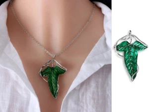 COLLANA FOGLIA DI LORIEN SIGNORE DEGLI ANELLI HOBBIT SPILLA ELFICA LORD OF RINGS - Imagen 1 de 2