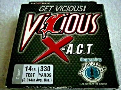Vicious Ultimate 14-LB Test 330 Yards OF Clear Color Fishing Line 0.014 Dia New - Image 1 of 2