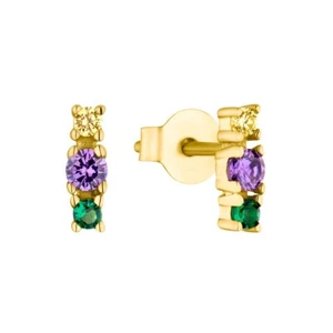 S.Oliver Jewel Women Earrings Ear Studs Silver 925 Gold-colored Zirconia 2035502 - Picture 1 of 2