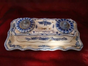 Tintero Estuche Oficina Estilo Francés Porcelana Cerámica - Imagen 1 de 3