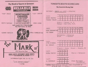 ROCKY FRATTO vs. TYRONE PHELPS OFFIZIELLES BOXPROGRAMM VOR ORT 25. MÄRZ 1978 - Bild 1 von 2