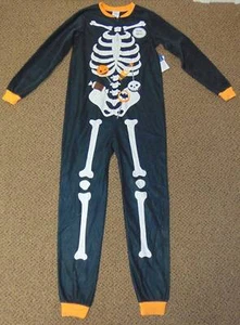 Boys Halloween Pajamas Black Skeleton Glow in the Dark Fleece 1 Pc Jellifish- 8 - Picture 1 of 4