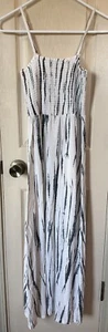 Soft Surroundings M Maxi Dress Tie Dye Striped Spaghetti Straps Smocked Bodice - Picture 1 of 5