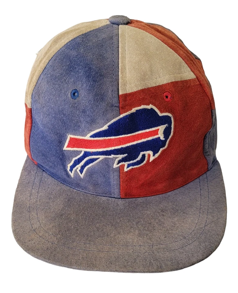 Винтажная РЕДКАЯ замшевая кожаная бейсболка Buffalo Bills кепка NFL Adj бейсболка красный белый синий - Изображение 1 из 4