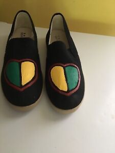 New  Rasta Color Canvas Men Shoe.Hand Painted Red Green/Gold/ Heart  Size 10