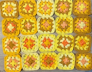 Granny Square Lot - 20 pieces - Yellow - Crochet Squares - Afghan - Picture 1 of 4