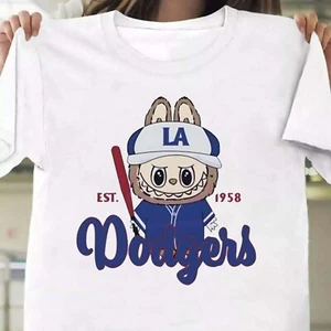SALE 30% - Labubu Dodgers La Baseball Est 1958 White T-Shirt All Size - Picture 1 of 4