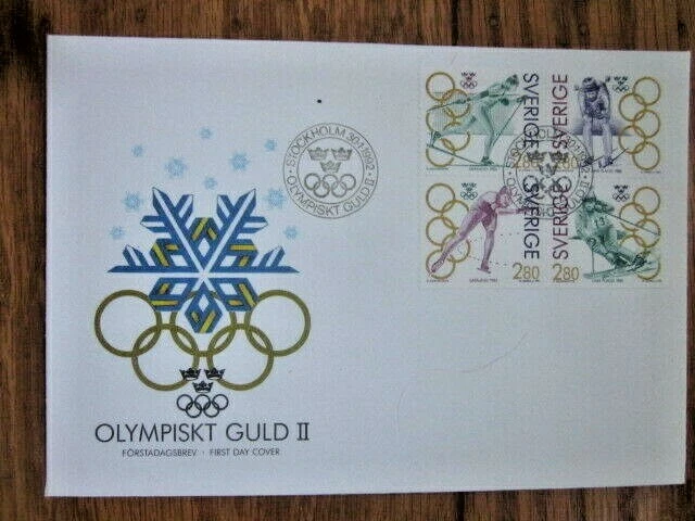 SUECIA JUEGOS OLÍMPICOS DE INVIERNO 1992 ESQUÍ PATINAJE DE VELOCIDAD SLALOM SET FDC   Foto 1 de 1