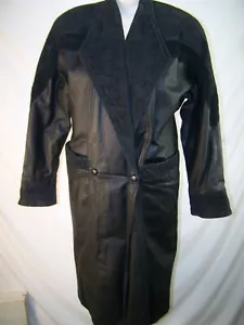 Pelle Studio Adult Large Black Leather Overcoat Heavyweight Trench Lined Women's - Picture 1 of 10