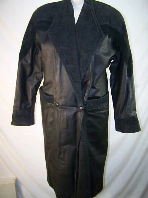 Pelle Studio Adult Large Black Leather Overcoat Heavyweight Trench Lined Women's - Image 1 of 4