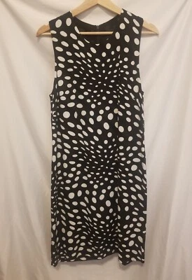 Nicole Miler Capsule A-Line Dress Women Petite Black White Polka Dot Zip Up - Image 1 of 4