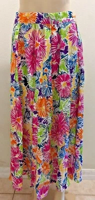 Falda Floral De Colección Christian Dior Para Mujer 14 Blanco Rosa Azul Verde Bolsillos Retro Foto 1 de 4