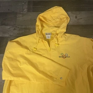 VINTAGE Walt Disney World Yellow Hooded Windbreaker Rain Jacket Adult Small - Picture 1 of 6
