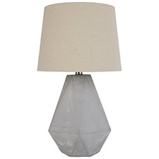 Diamond Table Lamp With Bulb Nickel Finish Cut Concrete For Living Room 20"H