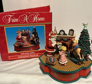 Trim A Home Welcome Santa Animated Musical Figurine Music Box 1993 KMART FLAWED - Picture 1 of 11