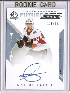 2018-19 SP Authentic Maxime Lajoie Future Watch Rookie Auto Card /999 Senators - Picture 1 of 2