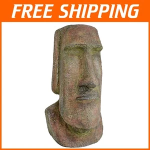 Cabeza de Moai Isla de Pascua fundida a mano - Estatua de jardín mediana con acabado cincelado - Imagen 1 de 9