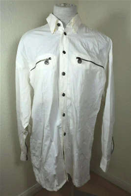 Camisa Top Vintage Gianni VERSACE Blanca Mangas Largas Algodón Cremallera Medusa XS 3 4 Foto 1 de 4
