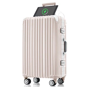 24 Inch Hardshell Luggage USB Port Spinner Wheel Suitcase Cup Holder TSA Lock - Picture 1 of 13