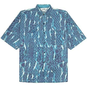 Gitano Vintage Button-Up Patterned Shirt Blue Navy Cream - Picture 1 of 4