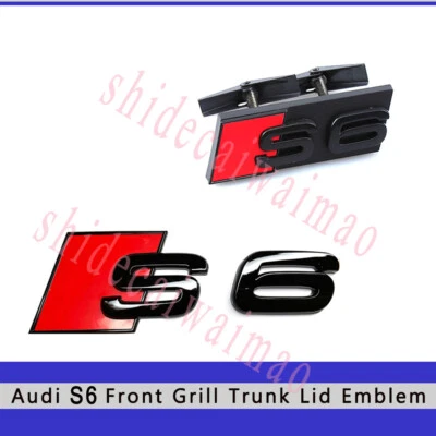 Эмблема передней решетки радиатора багажника Audi S6 глянцевая черная для значка сотовой решетки S6 A6 - Изображение 1 из 3