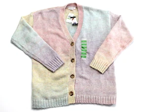 NWT Cardigan Sweater Large Colorful Wool Rainbow Pastel Festival Retro Feminine - Picture 1 of 11