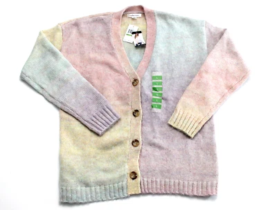 NWT Cardigan Sweater Large Colorful Wool Rainbow Pastel Festival Retro Feminine - Image 1 of 4