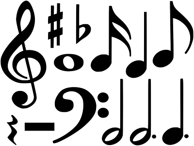 MUSIC MUSICAL NOTES COLLAGE WALL VINYL DECALS MIXED SET & SIZES COLOR CHOICES - Image 1 of 3