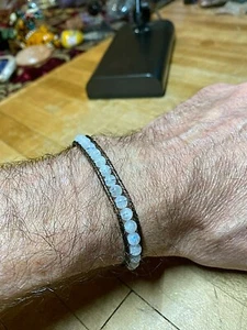 Rainbow Moonstone Crystal Gemstone Artisan Wrapped Bangel Bracelet Specimen - Picture 1 of 8