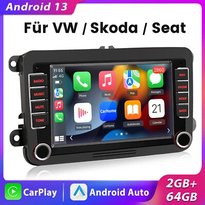 DAB+ Carplay Autoradio Android 13 GPS Navi 2+64GB Für VW GOLF 5 6 Passat Touran - Bild 1 von 4