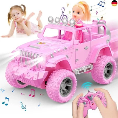 HappyGoLucky Ferngesteuertes Auto Mädchen mit Puppe, RC Jeep Wrangler SUV