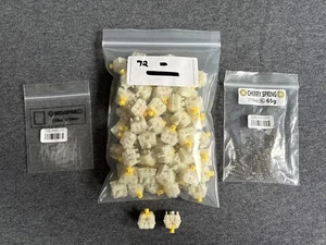 72 Gateron Milky Yellow Pro KS3 Linear Switches - Lubed Filmed Spring Swapped - Picture 1 of 4