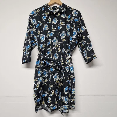 Zara Gia Floral Print Mini Shirt Dress Size M 12/14 99With Belt & Pockets  NWT - Image 1 of 4
