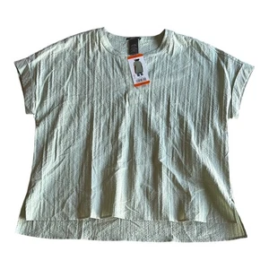 Blusa túnica para mujer talla 2XL verde salvia cuello dividido calce suelto nueva con etiquetas - Imagen 1 de 6