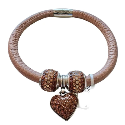 BRIGHTON BUFF WOODSTOCK Bracelet AMBER CUPID KISS HEART Charm  & Beads NWT - Image 1 of 3