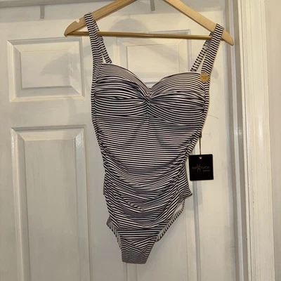 Traje de baño Niptuck Sorrento Multicup de una pieza talla 8 nuevo con etiquetas rayas azules y blancas Foto 1 de 4