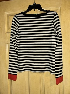 Suéter de Colección Hecho en Croacia de Benetton Para Mujer Talla L Mezcla de Lana Negro/Blanco Rayas Foto 1 de 4