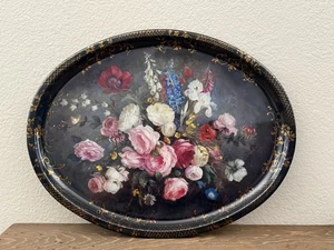 The SHERWOOD STUDIO Tin Tray, English Garden Flowers Made in England 16”x12” - Picture 1 of 4