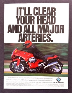 1992 BMW R 1100 RS Motorcycle photo "It'll Clear Your Head" vintage print ad - Picture 1 of 1