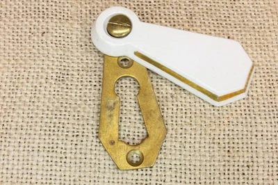 Старая замочная скважина Escutcheon пластина скелет ключ качели крышка золотой лист полоски - Изображение 1 из 4