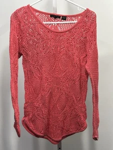 Suéter para mujer Jeanne Pierre crochet/tejido rosa coral, talla grande. 2L - Imagen 1 de 4
