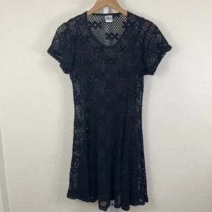 In Gear Vintage 90s Crochet Skater Dress Womens L/XL Black - Picture 1 of 4