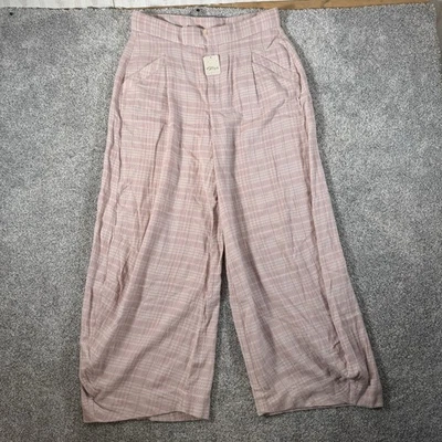 Free People Wide Leg High Rise Pants 12 Boho Chic Cottagecore Flowy Comfy Mauve - Image 1 of 4