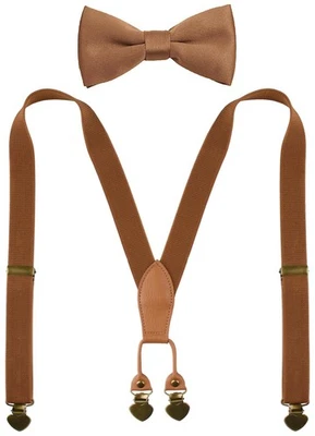 Juego de tirantes y pajaritas ajustables para hombre con 4 clips de corazón 47 marrón Foto 1 de 4