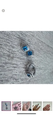 Juego de pendientes y anillos de topacio azul David Yurman Foto 1 de 4