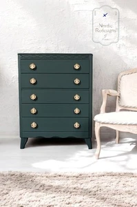 Dark Green Lebus Midcentury Chest of Drawers - Picture 1 of 6