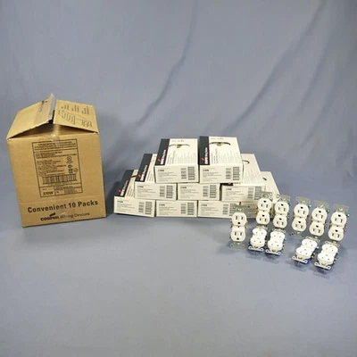 100 Cooper White Residential Duplex Outlet Receptacles NEMA 5-15R 15A 125V 270W - Image 1 of 4